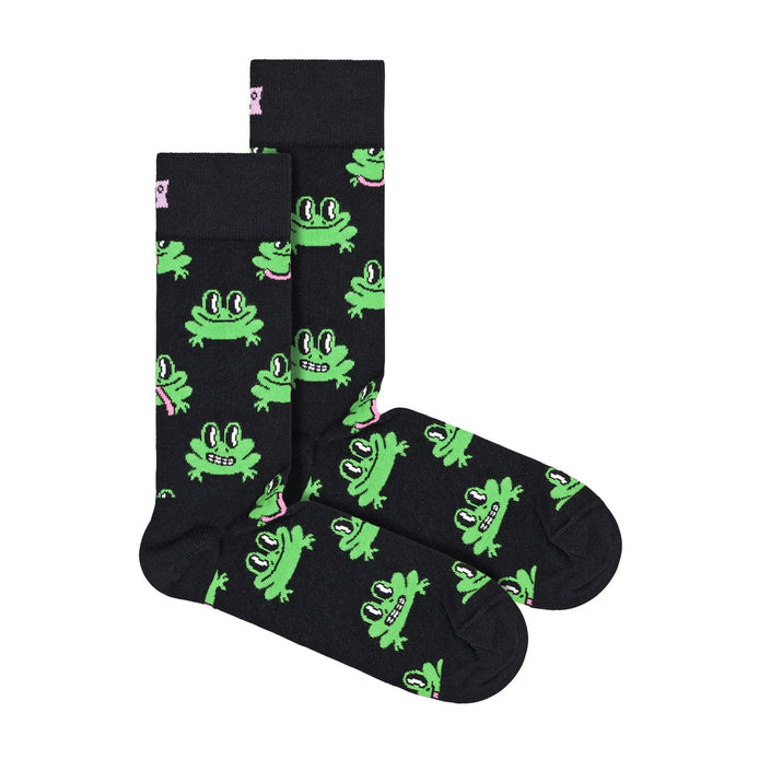 1 Pack Men's & Ladies Cotton Black Frog Design Socks