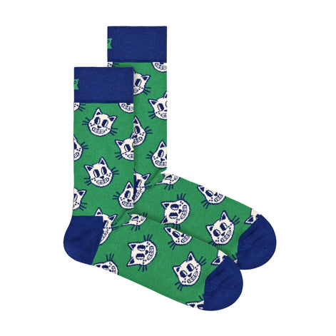 1 Pack Men's & Ladies Cotton Green Cat Design Socks