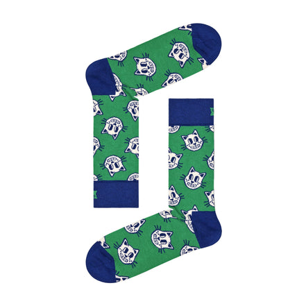 1 Pack Men's & Ladies Cotton Green Cat Design Socks