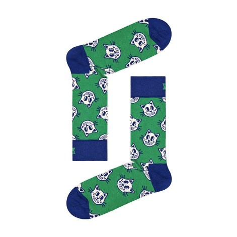 1 Pack Men's & Ladies Cotton Green Cat Design Socks