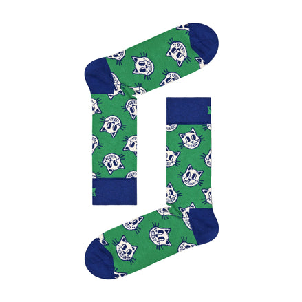 1 Pack Men's & Ladies Cotton Green Cat Design Socks