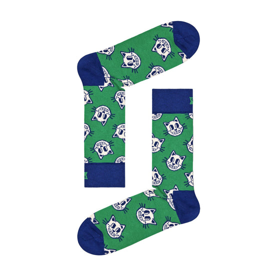 1 Pack Men's & Ladies Cotton Green Cat Design Socks