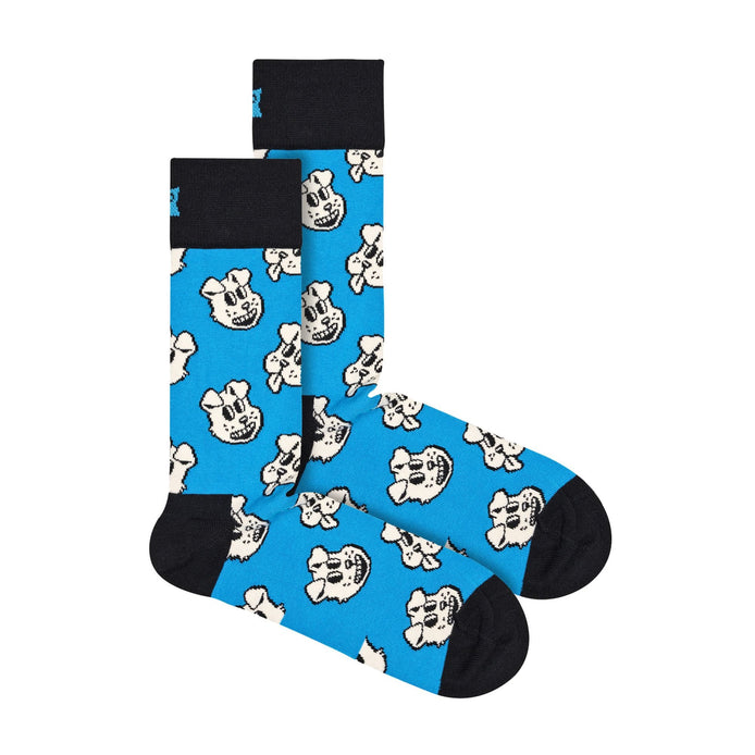 1 Pack Men's & Ladies Cotton Blue Doggo Design Socks