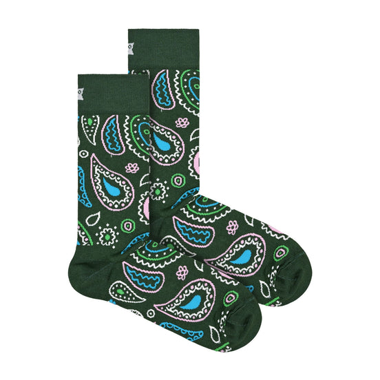 1 Pack Men's & Ladies Cotton Green Paisley Design Socks