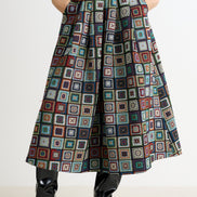 Pasadena 70'S Patch Jacquard Midi Skirt