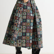 Pasadena 70'S Patch Jacquard Midi Skirt