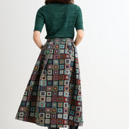 Pasadena 70'S Patch Jacquard Midi Skirt