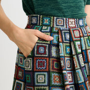 Pasadena 70'S Patch Jacquard Midi Skirt
