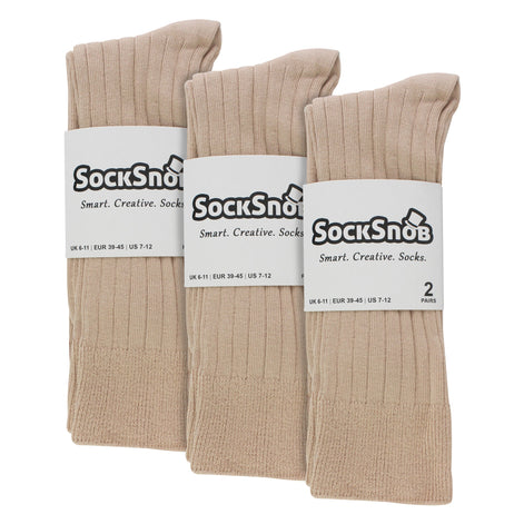 Mens Plain Coloured Cotton Rich Ribbed Dress Socks