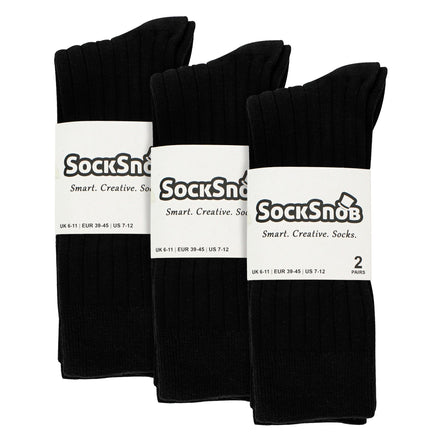 Mens Plain Coloured Cotton Rich Ribbed Dress Socks