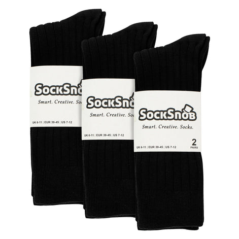 Mens Plain Coloured Cotton Rich Ribbed Dress Socks