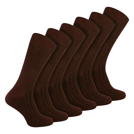 Mens Plain Coloured Cotton Rich Ribbed Dress Socks