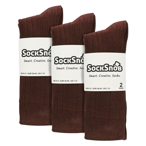 Mens Plain Coloured Cotton Rich Ribbed Dress Socks