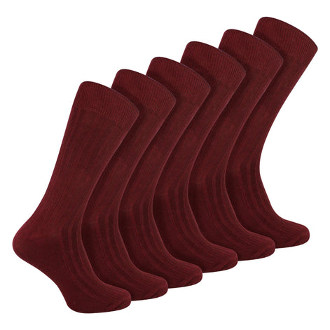 Mens Plain Coloured Cotton Rich Ribbed Dress Socks
