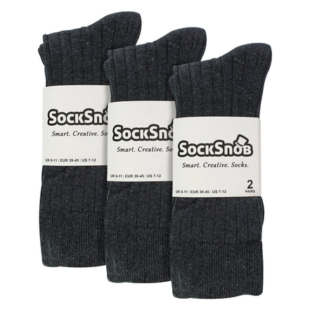 Mens Plain Coloured Cotton Rich Ribbed Dress Socks