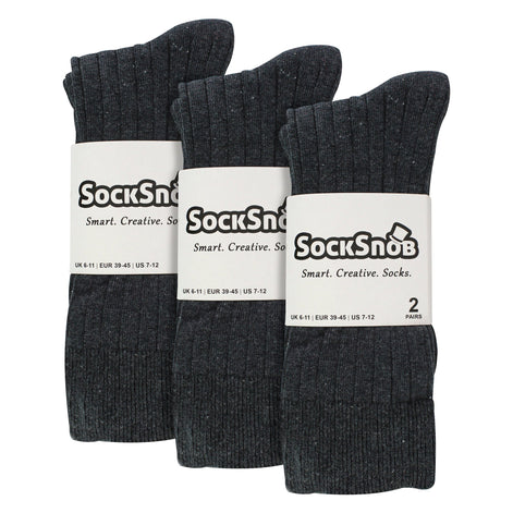 Mens Plain Coloured Cotton Rich Ribbed Dress Socks