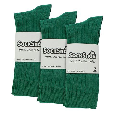 Mens Plain Coloured Cotton Rich Ribbed Dress Socks