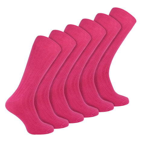 Mens Plain Coloured Cotton Rich Ribbed Dress Socks