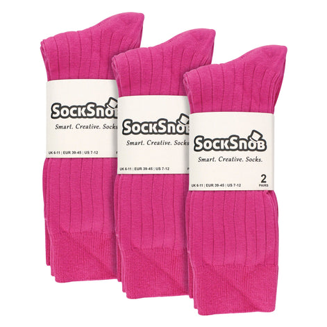 Mens Plain Coloured Cotton Rich Ribbed Dress Socks