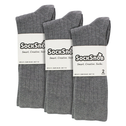 Mens Plain Coloured Cotton Rich Ribbed Dress Socks