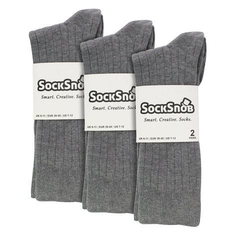 Mens Plain Coloured Cotton Rich Ribbed Dress Socks