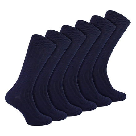 Mens Plain Coloured Cotton Rich Ribbed Dress Socks