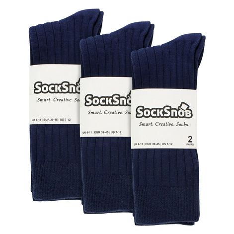 Mens Plain Coloured Cotton Rich Ribbed Dress Socks