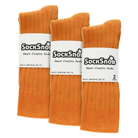 Mens Plain Coloured Cotton Rich Ribbed Dress Socks