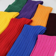 Mens Plain Coloured Cotton Rich Ribbed Dress Socks