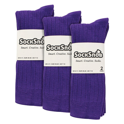 Mens Plain Coloured Cotton Rich Ribbed Dress Socks