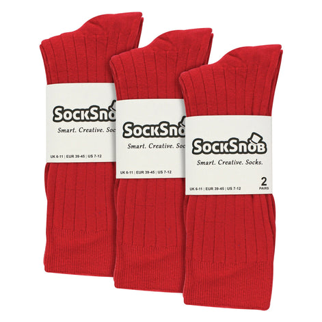 Mens Plain Coloured Cotton Rich Ribbed Dress Socks