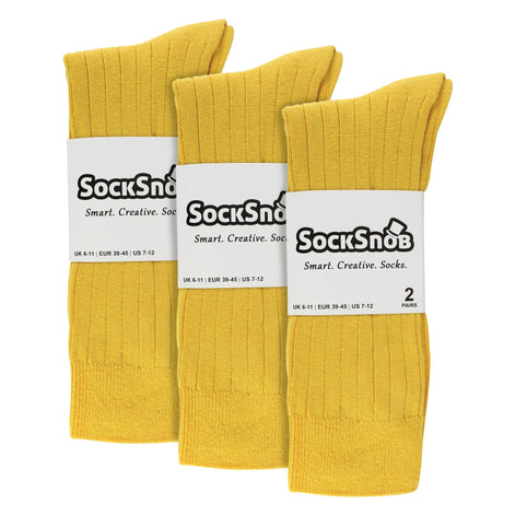Mens Plain Coloured Cotton Rich Ribbed Dress Socks