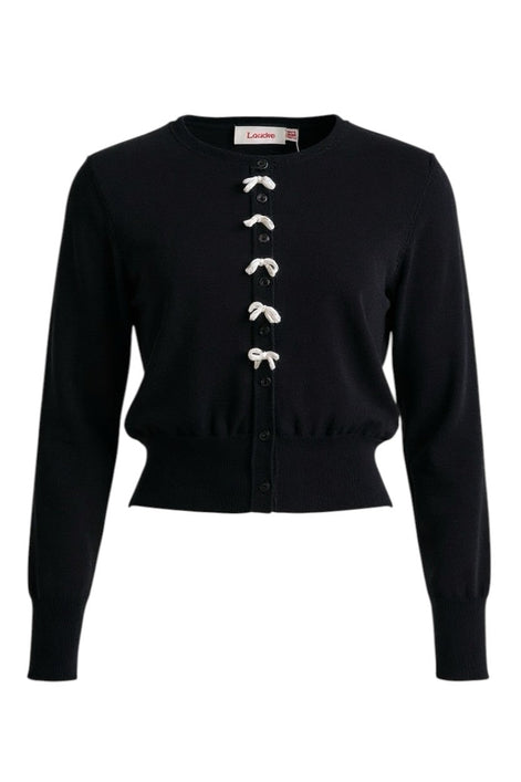 Ives Bow Trimmed Cardigan - Black