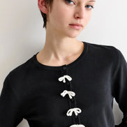 Ives Bow Trimmed Cardigan - Black