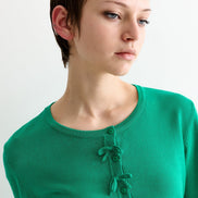 Ives Bow Trimmed Cardigan - Green