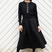 Belita Bow Black Jacquard Midi Skirt