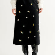 Buffy Daisy Tweed Midi Skirt - Black