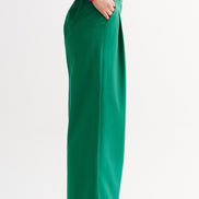 Tyler Fine Twill Pleat Front Wide Leg Trouser - Ivy Green