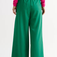 Tyler Fine Twill Pleat Front Wide Leg Trouser - Ivy Green