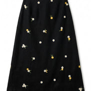 Buffy Daisy Tweed Midi Skirt - Black