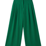 Tyler Fine Twill Pleat Front Wide Leg Trouser - Ivy Green