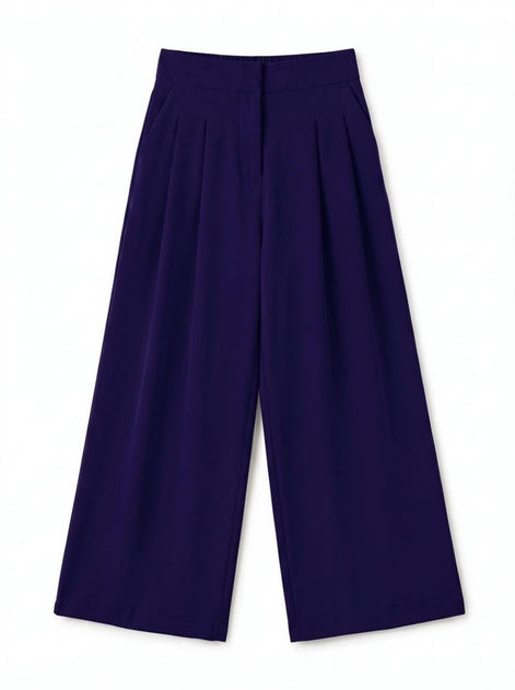 Tyler Fine Twill Pleat Front Wide Leg Trouser -  Navy