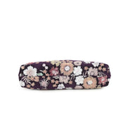 Purple Floral Embellished Velvet Clutch Bag