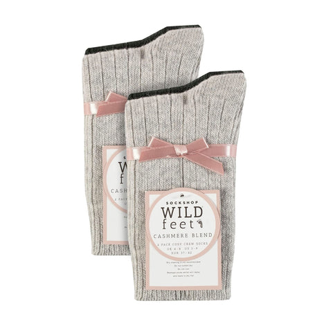 4 Pack Ladies Cashmere Boot Socks | Breathable Cozy Ribbed Wool Bed Socks