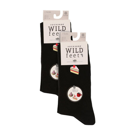 6 Pairs Ladies Multipack Black Novelty Socks: Embroidered Crew Cotton Socks