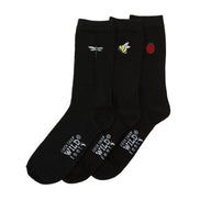6 Pairs Ladies Multipack Black Novelty Socks: Embroidered Crew Cotton Socks