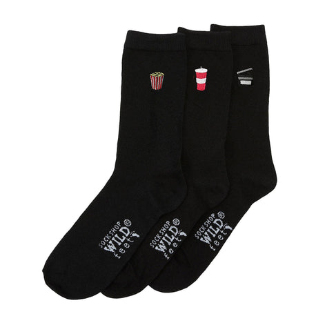 6 Pairs Ladies Multipack Black Novelty Socks: Embroidered Crew Cotton Socks