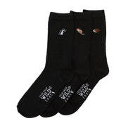 6 Pairs Ladies Multipack Black Novelty Socks: Embroidered Crew Cotton Socks