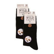 6 Pairs Ladies Multipack Black Novelty Socks: Embroidered Crew Cotton Socks