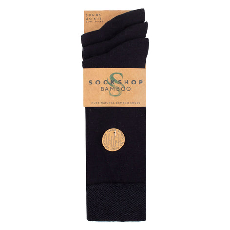 3 Pack Mens Plain and Patterned Bamboo Socks - Soft Breathable Everyday Comfort